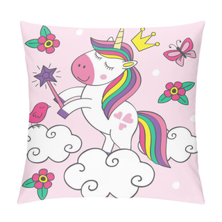 Personality  Beautiful Little Unicorn On Cloud - Vector Illustration, Eps Pillow Covers