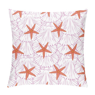 Personality  Hand Drawn Boho Illustration. Set Of Seamless Pattern With Shell Pillow Covers
