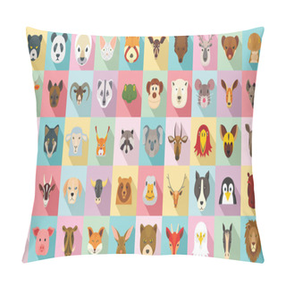 Personality  Animals Icon Set, Flat Style Pillow Covers