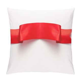 Personality  Top View Of Satin And Red Ribbon On White  Pillow Covers