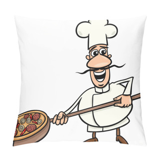 Personality  Italian Cook With Pizza Cartoon Illustration Pillow Covers