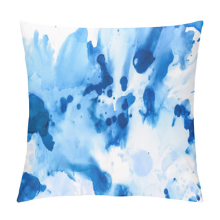 Personality  Blue And Light Blue Splashes Of Alcohol Ink On White As Abstract Background Pillow Covers