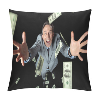 Personality  Businessman Catching Dollars Pillow Covers
