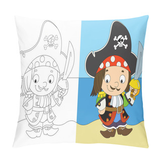 Personality  The Coloring Page - Pirate Captain - Illustration For The Children Pillow Covers