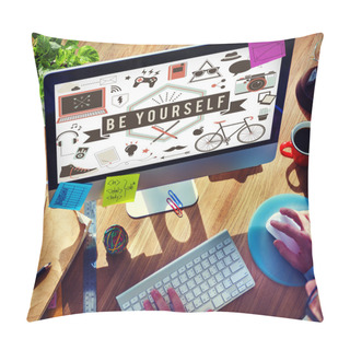 Personality  Man Using Computer Pillow Covers