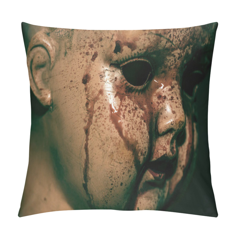 Personality  Creepy bloody doll in the dark  pillow covers