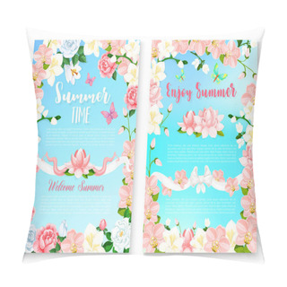 Personality  Summer Season Greeting Card Set With Flower Frame Pillow Covers
