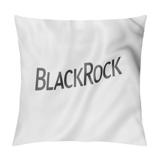 Personality  Waving Flag With BlackRock Logo. Editorial 3D Rendering Pillow Covers