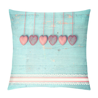 Personality  Red Heart On Wooden Background Pillow Covers