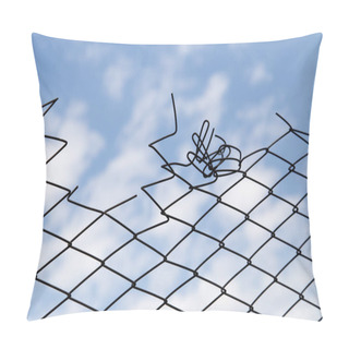 Personality  Metal Fence Against The Blue Sky With Clouds Pillow Covers