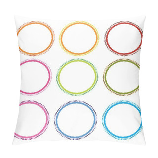 Personality  Colorful Illustration Set Of Circle Frames On White Background Pillow Covers