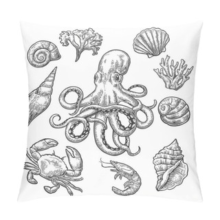 Personality  Set Sea Shell, Coral, Crab, Shrimp And Octopus. Pillow Covers