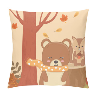 Personality  Cute Animal Foliage Hello Autumn Pillow Covers