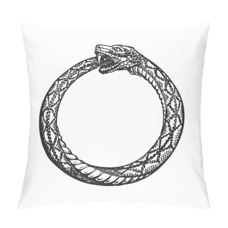 Personality  Ouroboros. Snake eating its own tail. Eternity or infinity symbol pillow covers