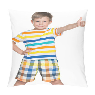 Personality  Cute Boy Holds His Thumb Up Pillow Covers