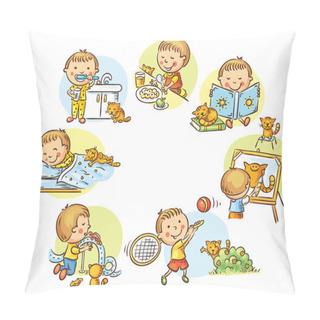 Personality  Little Boy's Daily Activities Pillow Covers