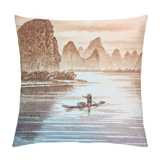Personality  Guilin Scenery On Chinese Currency Pillow Covers