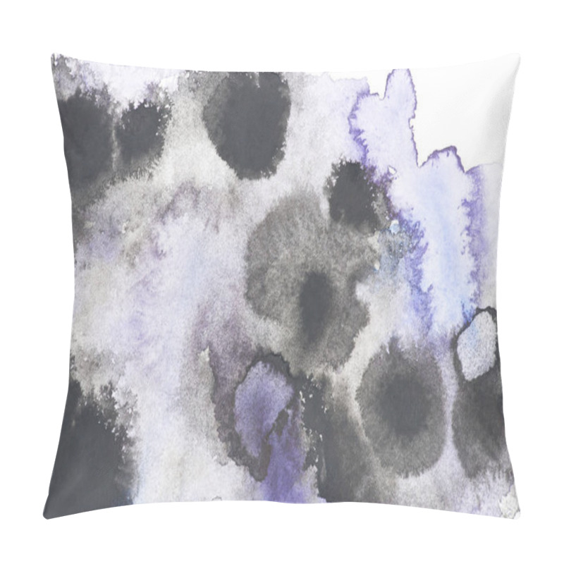 Personality  Abstract painting with black and blue paint blots on white  pillow covers