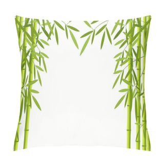 Personality  Green Bamboo Stems With Leaves Isolated On White Background. Pillow Covers