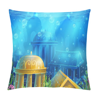 Personality  Underwater Ruins With A Set Of Elements Pillow Covers