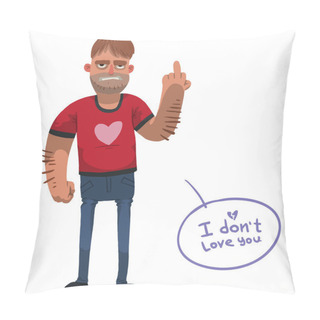 Personality  Angry Man In Red T-shirt, Anti Valentine Pillow Covers