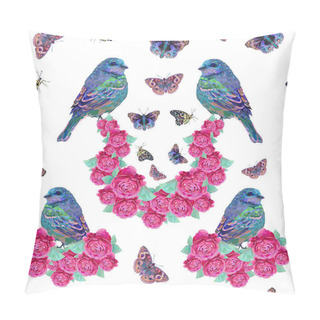 Personality  Colored Pattern With Butterflies, Roses And Birds Pillow Covers