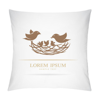 Personality  Vector Image Of An Birds Family In Love  Pillow Covers