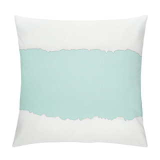 Personality  Ragged And White Paper With Copy Space On Light Blue Background  Pillow Covers