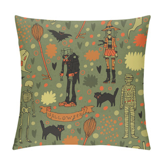 Personality  Halloween Spooky Background. Pillow Covers