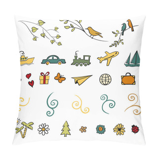Personality  Fun, Summer, Spring, Travel, Illustration, Vector Set Icon Pillow Covers