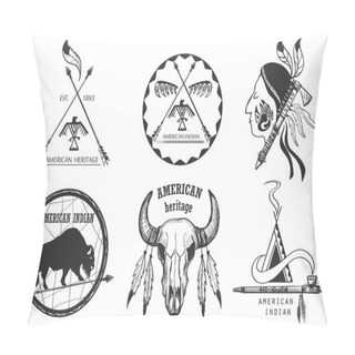 Personality Set Of American Indian Emblems Pillow Covers
