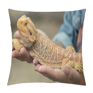 Personality  Bearded Dragon On Hand Pillow Covers