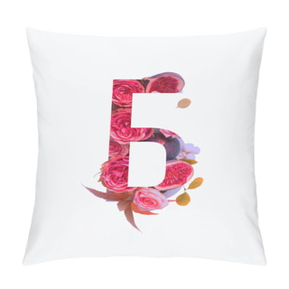 Personality  Cyrillic Letter With Pink Roses And Figs Isolated On White Pillow Covers