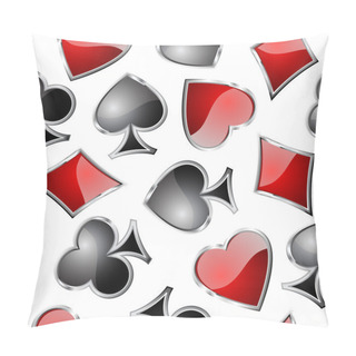 Personality  Playing Card Symbols Seamless Pattern - Vector Background For Continuous Replicate. See More Seamless Patterns In My Portfolio. Pillow Covers