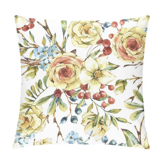 Personality  Cute Watercolor Natural Floral Seamless Pattern With White Rose, Pillow Covers