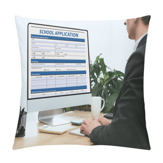 Personality  Cropped View Of Man Filling In School Application Form Academic Concept  Pillow Covers