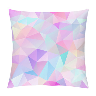 Personality  Vector Abstract Irregular Polygonal Square Background - Triangle Low Poly Pattern - Cute Bright Holographic Color Spectrum - Baby Pink, Blue, Green, Yello Pillow Covers