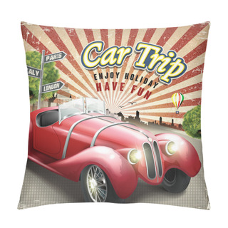 Personality  Attractive Retro Car Trip Design Poster  Pillow Covers