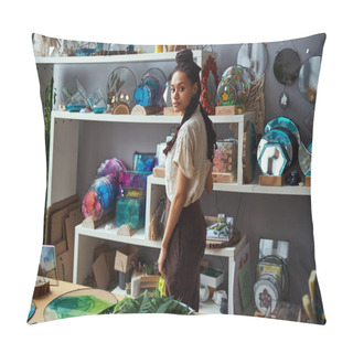 Personality  Serene Professional Florist Standing In Her Workshop Pillow Covers
