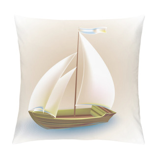 Personality  Old Ship With Sails. Vector Illustration. Pillow Covers