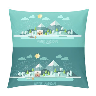 Personality  Nature - Winter Landscape. Pillow Covers