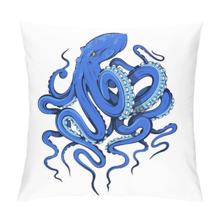 Personality  Octopus. Poulpe, Devilfish. Seafood Illustration. Tentacles Of An Octopus. Emblem Sketch Tattoo, Mascot, Logo, T-shirt Or Club Symbol. Ocean Animal. Seafood Sea Animal Squid. Pillow Covers