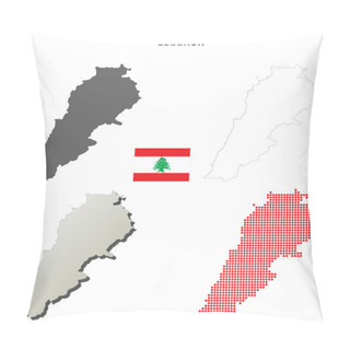Personality  Lebanon Outline Map Set Pillow Covers