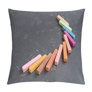 Personality Multicolored Chalk On A Black Background. Pillow Covers