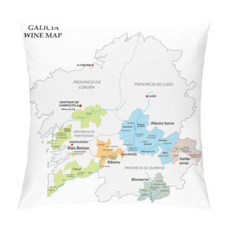 Personality  Galicia, Spain, Vector Map Of The Vineyards Pillow Covers