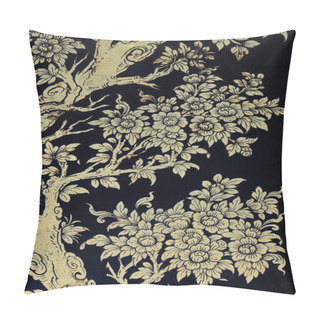 Personality  Ancient Thai Tree Flower Pillow Covers