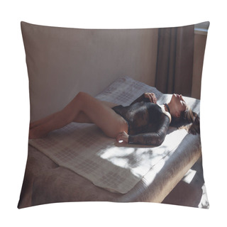 Personality  Lying Woman In The Light Of Sun Flecks Pillow Covers