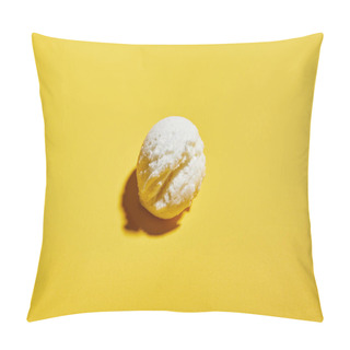 Personality  Top View Of Fresh Tasty Ice Cream Ball On Yellow Background Pillow Covers