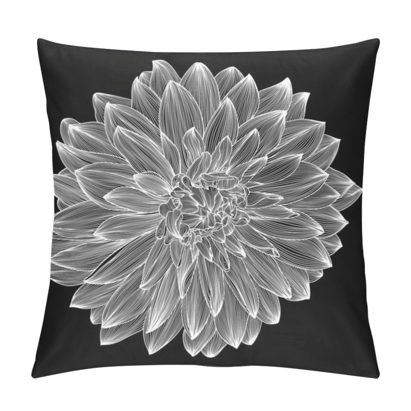 Personality  Black and white drawing of dahlia flower pillow covers