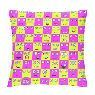 Personality  81 Different Smileys Cheerful Funny Sad Pillow Covers